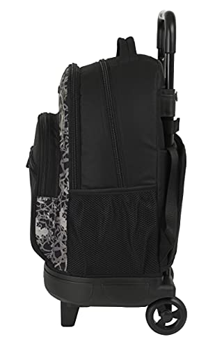 Safta Mochila Escolar con Carro Incluido y Espalda Acolchada de Smiley World Urban Flow, 330x220x450 mm, Negro