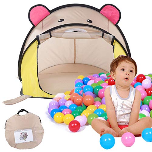 Sanqing Juego de Carpa Juego de Animales para niños Playhouse Prince Castle Plegable Popup Balls House Beach Tent Juguete de jardín al Aire Libre,Grizzly