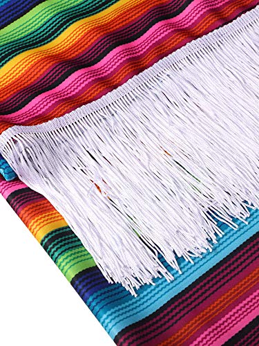 SATINIOR Disfraz de Poncho de Sarape Mexicano Sombrero Mexicano con Borde y Banda de Sarape de Arco Iris (Niño)