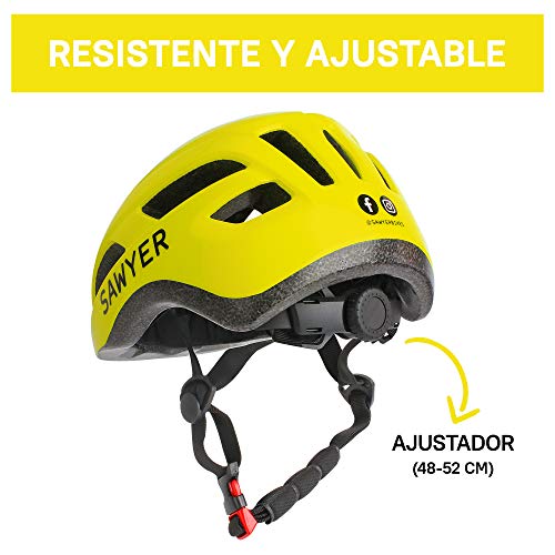 Sawyer Bikes - Casco Infantil Ajustable - Niños 2, 3, 4 y 5 Años (Amarillo)