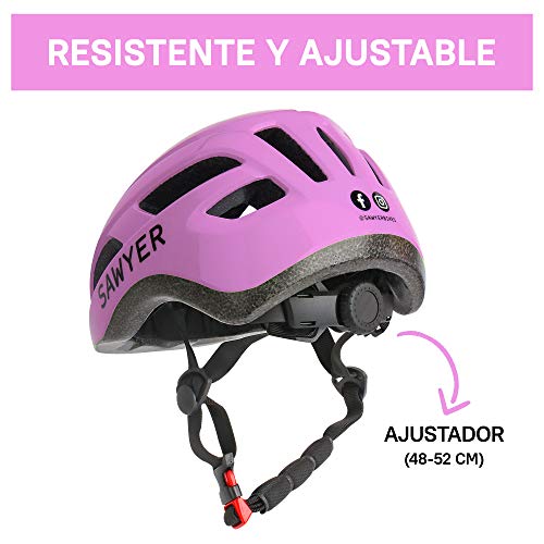 Sawyer - Casco Infantil Ajustable - Niños 2, 3, 4 y 5 Años (Rosa)