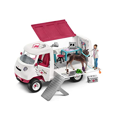 Schleich 42370 Horse Club Play Set - Veterinaria móvil con potros Hannoverianos, juguetes a partir de 5 años