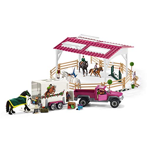 Schleich 42403 Play Set - Escuela de equitación con Pick-Up y Remolque (Horse Club)