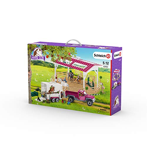 Schleich 42403 Play Set - Escuela de equitación con Pick-Up y Remolque (Horse Club)