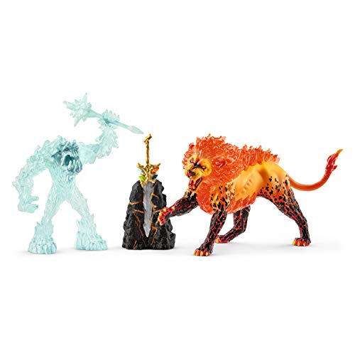 Schleich 42455 Eldrador Creatures Play Set - Batalla por la arma - Monstruo del hielo vs León de fuego, juguetes a partir de 7 años