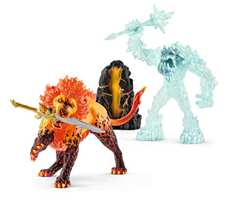 Schleich 42455 Eldrador Creatures Play Set - Batalla por la arma - Monstruo del hielo vs León de fuego, juguetes a partir de 7 años