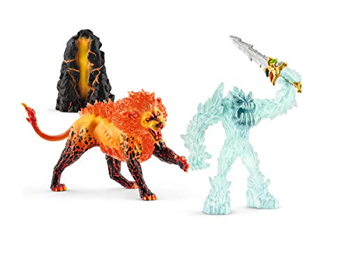 Schleich 42455 Eldrador Creatures Play Set - Batalla por la arma - Monstruo del hielo vs León de fuego, juguetes a partir de 7 años