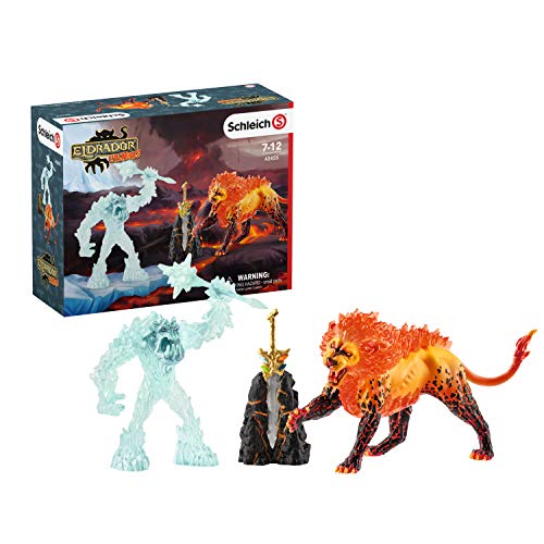 Schleich 42455 Eldrador Creatures Play Set - Batalla por la arma - Monstruo del hielo vs León de fuego, juguetes a partir de 7 años