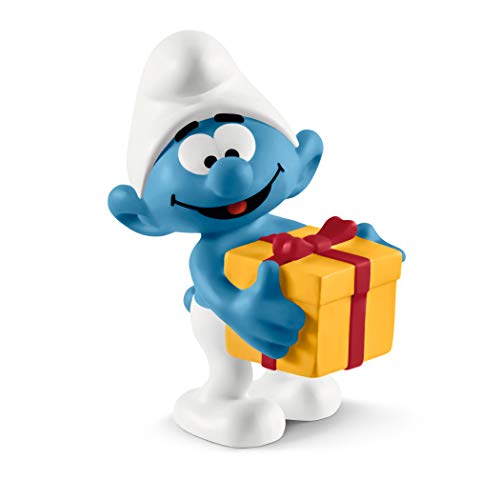 Schleich- Smurfs Figura Bromista con Regalo, Colección Pitufos, 5.60 cm (20816)