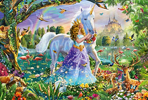 Schmidt Spiele Puzzle 56307 Princesa con Unicornio y candado, 150 Piezas, Multicolor