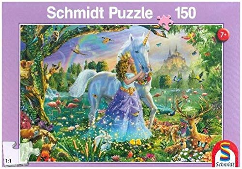 Schmidt Spiele Puzzle 56307 Princesa con Unicornio y candado, 150 Piezas, Multicolor