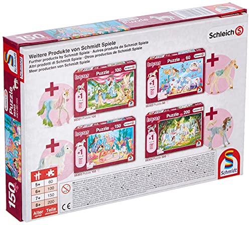 Schmidt Spiele- Schleich Bayala El Castillo de Meamare - Puzzle Infantil de 150 Piezas, Figura Venujas, Potro de Perlas, Color carbón (56303)