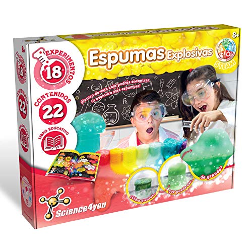 Science4you-Espumas Explosivas – Juegos y Juguetes Cientifico Incluye 18 Experimentos y Libro Educativo-Regalo Original Niñas +8 Años, Multicolor (80002447)