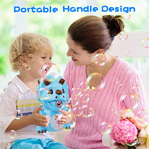 Seamuing Máquina de Burbujas Dinosaurio Bubble MAQUE Juguete de baño de soplador de Burbujas automático para bebés y niños Juegos al Aire Libre para niños (2 Botellas de solución de Burbujas)