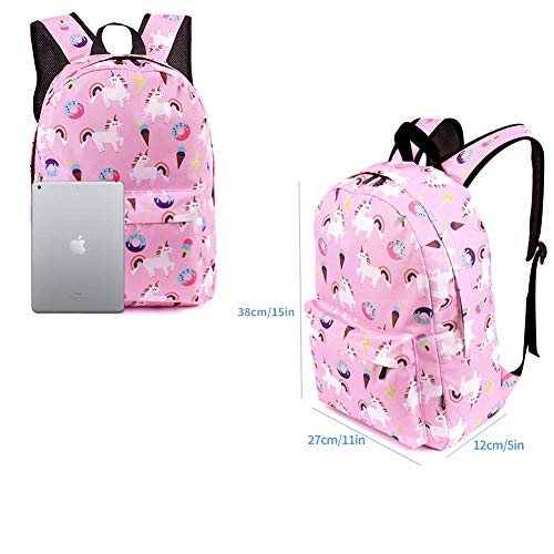 SEDEX Mochilas Escolares Infantiles Mochila Unicornio Niña Colegio Casual Mochila Ligero Escuela Bolsa Lindo Printing Viajes Mochilas para Las Niños con Llavero(Rosa)