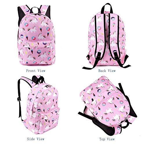 SEDEX Mochilas Escolares Infantiles Mochila Unicornio Niña Colegio Casual Mochila Ligero Escuela Bolsa Lindo Printing Viajes Mochilas para Las Niños con Llavero(Rosa)