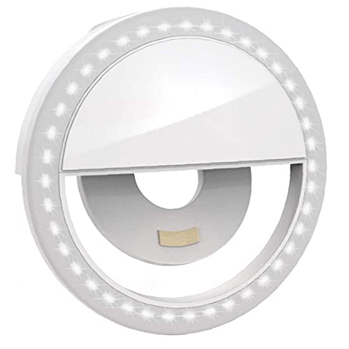 Selfie Anillo de luz Recargable Mini Clip en Selfie círculo de luz con 36 LED para el teléfono Inteligente económico Blanco Práctica