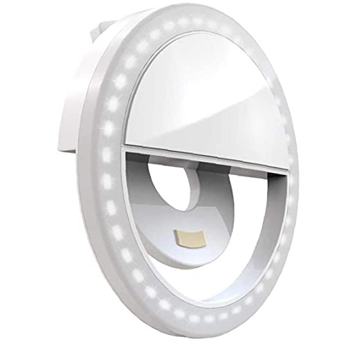 Selfie Anillo de luz Recargable Mini Clip en Selfie círculo de luz con 36 LED para el teléfono Inteligente económico Blanco Práctica