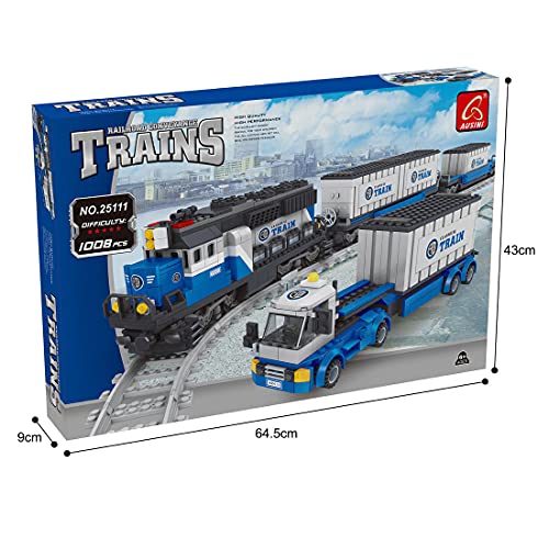 SENG Juego de construcción de tren tren de 1008 piezas, modelo locomotora con rieles, compatible con Lego