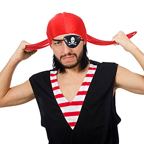 Set de 9 Accesorios de Pirata, Incluye 3 Gorros de Pirata 3 Telescopios de Pirata y 3 Parches de Ojo de Pirata para Halloween Disfraz de Pirata Cosplay (Sombrero Sedoso de Pirata)