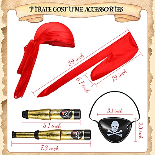 Set de 9 Accesorios de Pirata, Incluye 3 Gorros de Pirata 3 Telescopios de Pirata y 3 Parches de Ojo de Pirata para Halloween Disfraz de Pirata Cosplay (Sombrero Sedoso de Pirata)