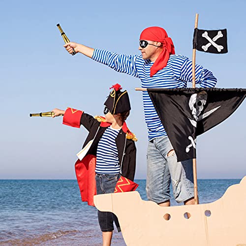 Set de 9 Accesorios de Pirata, Incluye 3 Gorros de Pirata 3 Telescopios de Pirata y 3 Parches de Ojo de Pirata para Halloween Disfraz de Pirata Cosplay (Sombrero Sedoso de Pirata)