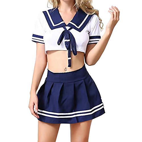 Sexy Disfraz De La Colegiala Para Mujer Japonés Lencería Uniforme Disfraces Escuela De Mujer Disfraz Fancy Vestido Juego De Rol Anime Lolita Traje De Marinero Trajes De Cosplay, Tamaño Libre (S-L)