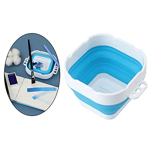 Sharplace Lavadora de Cepillo Portátil Cubo de Barril de Agua Plegable de Plástico Multiusos con Soporte de Cepillo Limpiador de Lavabo de Oficina Escolar para - Azul