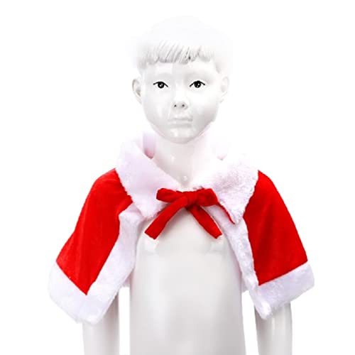 SHINAN Kid Adult Velvet Christmas Santa Cape Costume Miss Santa Fur Collar Short Cloak Shawl with Xmas Hat Hooded Shawl Santa Claus Cloak