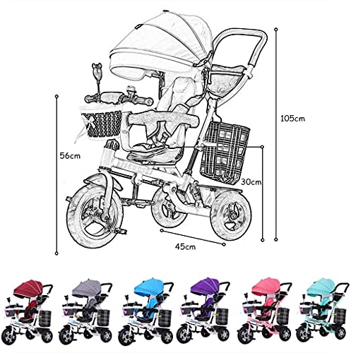 SHITCHCHCHAIR 4-IN-1 Baby Trolley Kids 'Tricycle Stroller TRIGHT DOW ROMÁTICO CON ARBIO DE SEGURIDAD Y AMORSUADOR DE AGUESTRO Bicicleta para niños durante 6 meses-5 años