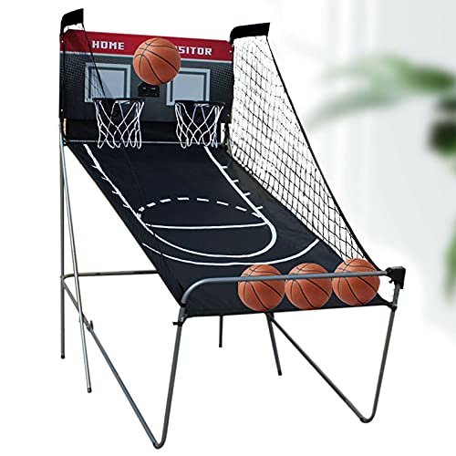 SHZICMY Máquina de baloncesto automática electrónica con 4 pelotas de baloncesto, plegable, 8 métodos de juego, juego de baloncesto Arcade para adultos y niños