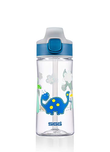 SIGG Miracle Dinosaur Friend Cantimplora infantil (0.45 L), botella para niños con tapa hermética, botella de agua de tritán para usar con una mano