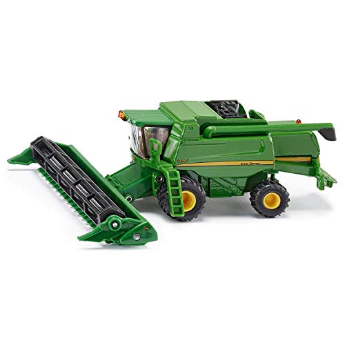 SIKU 1876, Cosechadora combinada T670i John Deere, 1:87, Unidad de corte móvil y desmontable, Metal/Plástico, Verde