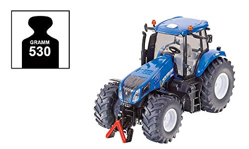 SIKU 3273, Tractor New Holland T8.390, 1:32, Dirección Ackermann y enganche, Metal/Plástico, Azul