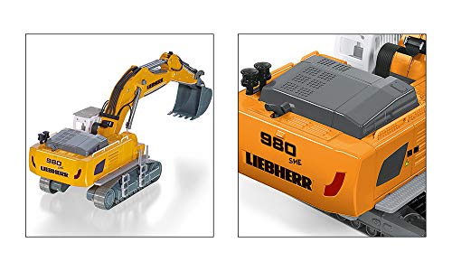 SIKU-Control 6740, Excavadora Liebherr R980 SME, Teledirigido, 1:32, Incl. Mando a Distancia radiocontrol, Metal/Plástico, Funciona con Pilas, Multifunción, Amarillo, Color Sieper GmbH