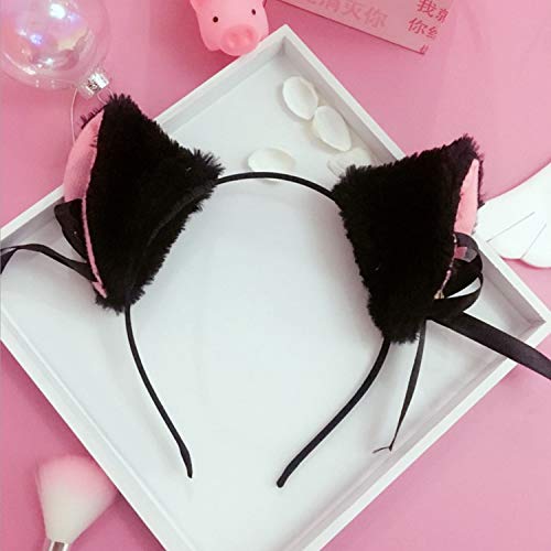 Simin Diadema de Oreja de Gato, Kit Disfraz Diadema de Gato para Mujer Niña Disfraces Fiesta Halloween Cumpleaños Cosplay