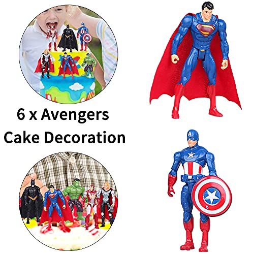 Simmpu Avengers Cake Topper Mini Juego de Figuras Decoración para Tartas Pastel Decoración Suministros 6 Pcs Decoraciones de Pasteles Cumpleaños Fiesta