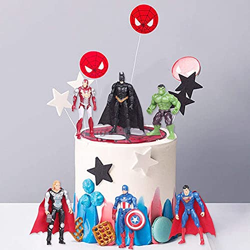 Simmpu Avengers Cake Topper Mini Juego de Figuras Decoración para Tartas Pastel Decoración Suministros 6 Pcs Decoraciones de Pasteles Cumpleaños Fiesta