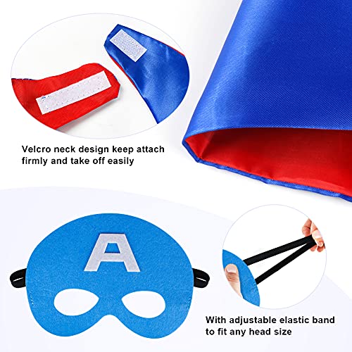 Sinoeem Capas de Superhéroes para Niños - 4 Capa y 4 Máscaras y 4 Slap Pulseras - Ideas Kit de Navidad de Cumpleaños de Fiesta de Cosplay de Diseño de Valor - Juguetes para Niños y Niñas