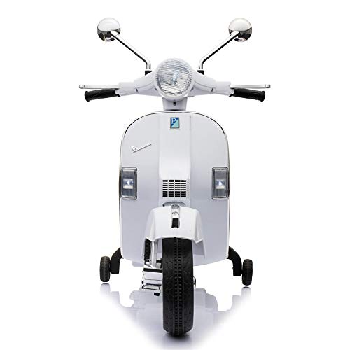 SIP Scootershop - Patinete infantil eléctrico Vespa PX, 12 V, color blanco incluye batería y cargador