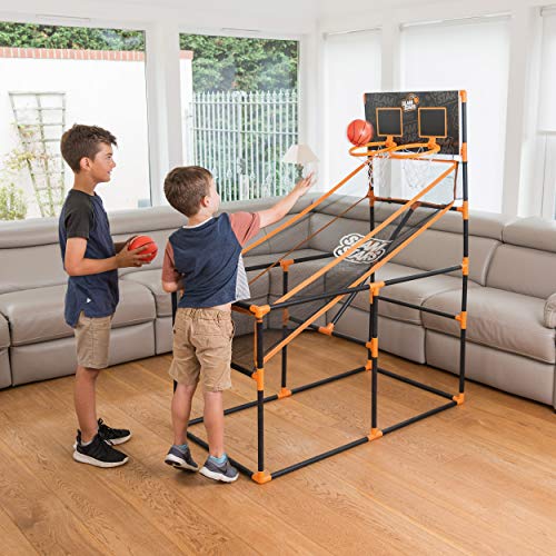 Slam Stars- Juego de Baloncesto para niños, 2 Jugadores Interior al Aire Libre Conjunto con Shoot Hoop Backboard, Color Negro (Toyrific TY6005)