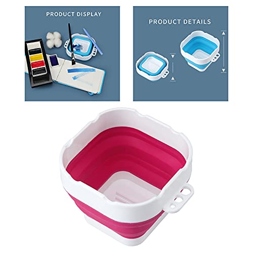 SM SunniMix Lavadora portátil con Cepillo de Pintura, plástico Multiusos, Plegable, Cubo de Barril de Agua con Soporte para Cepillo, para Adultos, Escuela, - Rojo