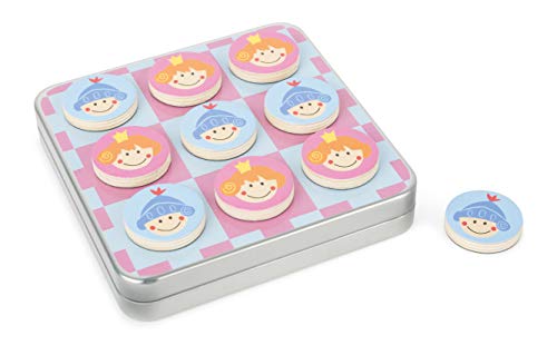 small foot company-Juego Tic TAC Toe Caballero y la Princesa en diseño Small Foot. En una Caja de Metal con Tablero magnéticos, Ideal para Llevar y Viajar Juguetes, Multicolor by Legler 11118