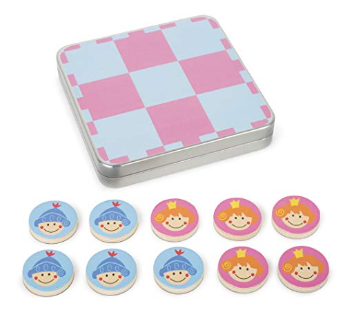 small foot company-Juego Tic TAC Toe Caballero y la Princesa en diseño Small Foot. En una Caja de Metal con Tablero magnéticos, Ideal para Llevar y Viajar Juguetes, Multicolor by Legler 11118