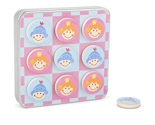 small foot company-Juego Tic TAC Toe Caballero y la Princesa en diseño Small Foot. En una Caja de Metal con Tablero magnéticos, Ideal para Llevar y Viajar Juguetes, Multicolor by Legler 11118