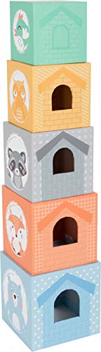 Small Foot Small foot-11721 Cubos para apilar Pastel,, Madera con Figuras de Animales, a Partir de 12 Meses. Toys (11721)