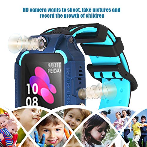 Smart Watch LBS Kids SmartWatches Baby Watch Reloj de Voz Impermeable Linterna Reloj con Selfie-CAM(Azul Negro)