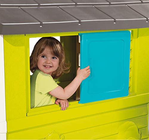 Smoby Pretty II - Casita Infantil, Color Verde, Azul y Gris (810710)