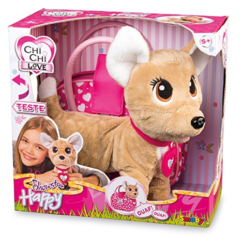 Smoby toys-chichi Love, showstar Happy, peluche Interactive, bolsa de transporte y collar (versión en francés), color otro, Norme (105893110002) , color/modelo surtido