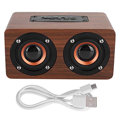 Socobeta Altavoz Altavoz Bluetooth Portátil Inalámbrico Bluetooth Altavoz Doble Micrófono de Madera Rojo Altavoz